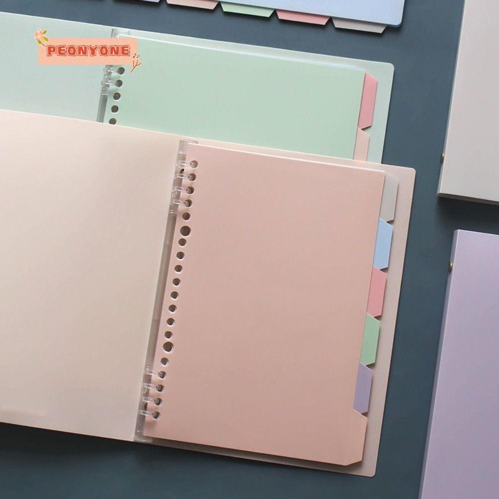 PEONYTWO Loose Leaf Notebook, with Pastel Index Divider Soft A5 Binder ...