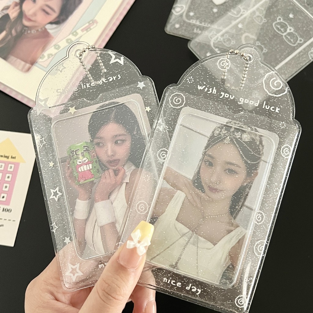 Transparent Glitter Cute Stars 3 Inch Pvc Student Girl Heart Card ...