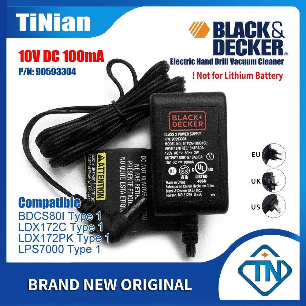 10V DC 100mA Power Supply ETPCA 100010U 90593304 for Black Decker LPS7000 LDX172C LDX172PK BDCS80I Type 1 7.2V Lithium Cordless Drill Charger Shopee Singapore