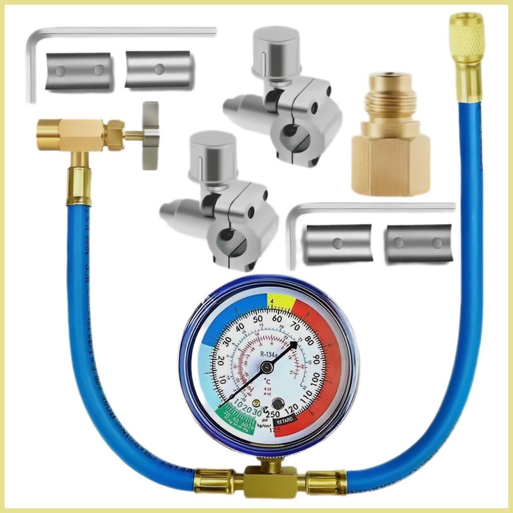 Car Air Conditioning Recharge Kit R134A AC Refrigerant Charge Hose Kit