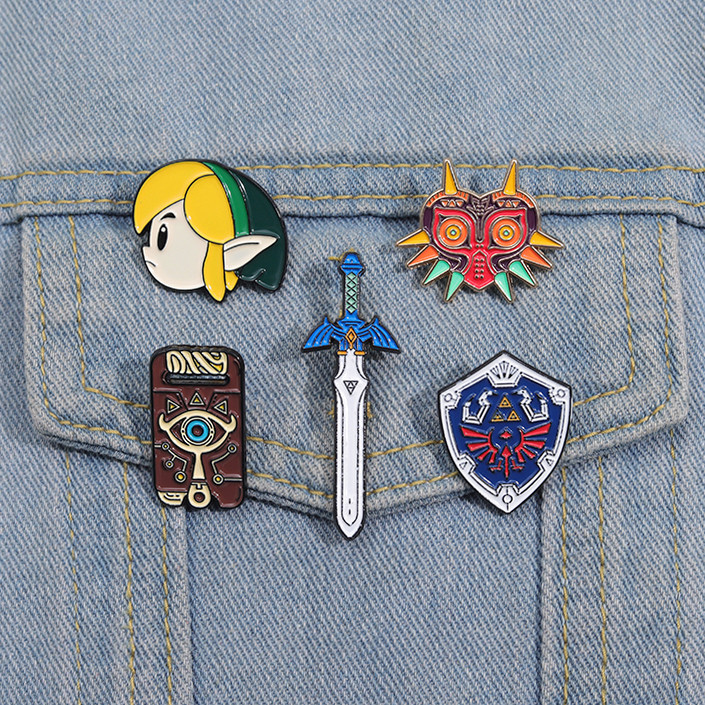 The Legend of Zelda Game Peripheral Brooch Hylian Shield Badge Sword ...