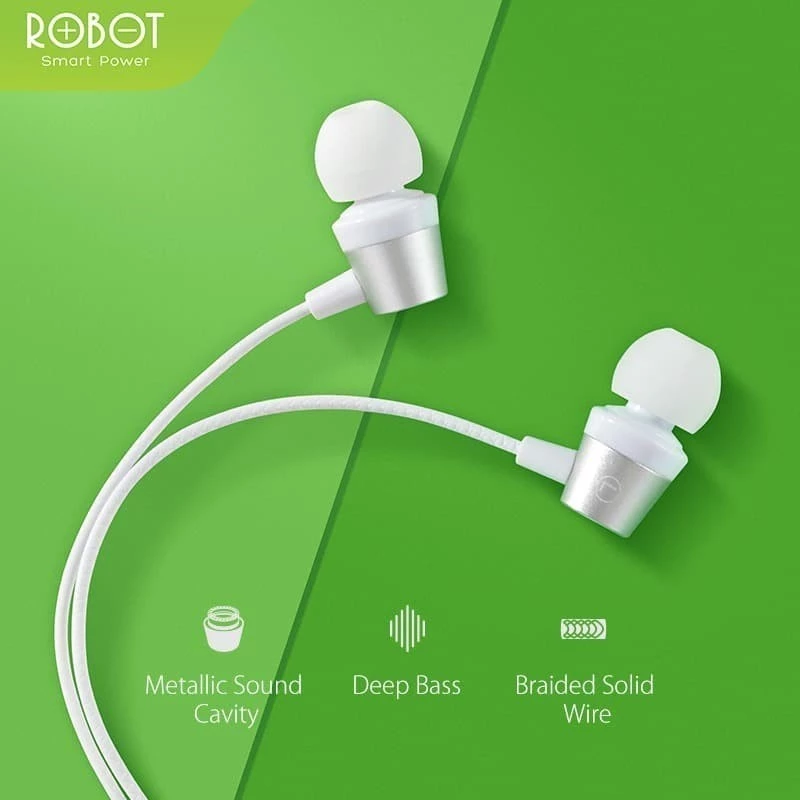 ROBOT RE101S Earphone Subwoofer Bass Metal / Handsfree - Gambar 2