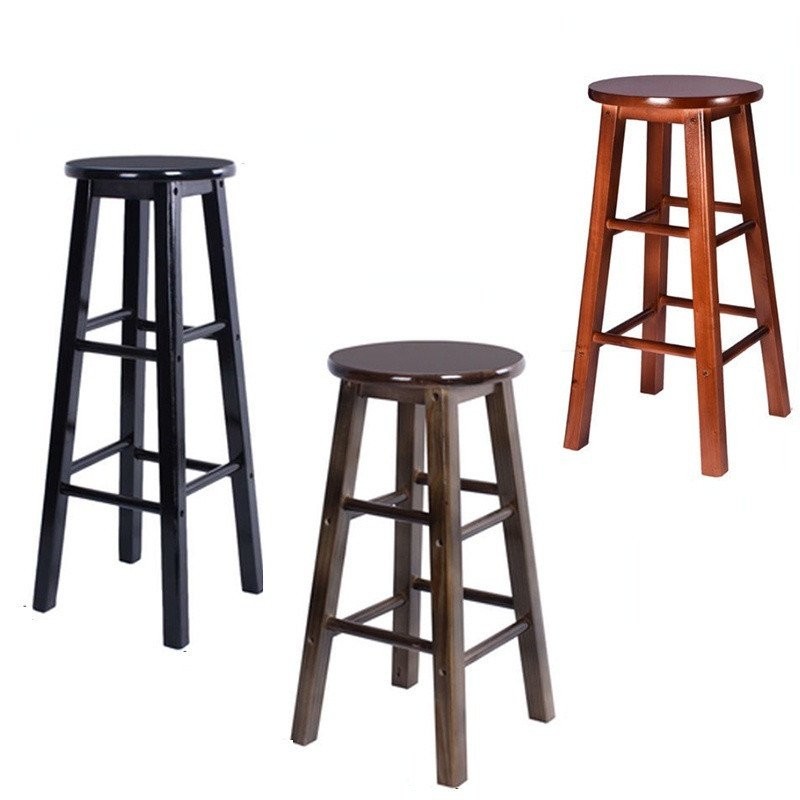 DAXINSI Solid Wood Bar Stool Bar Chair Home High Stool European Front ...