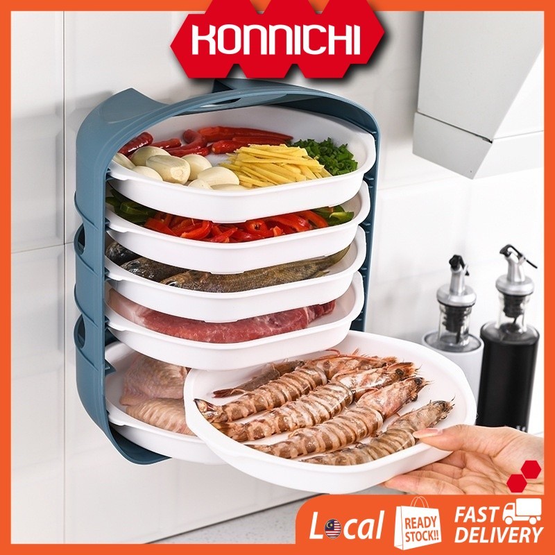 NEW 3&6Layers Stackable Food Plate Rack Wall Mounted Steamboat Hot Pot ...