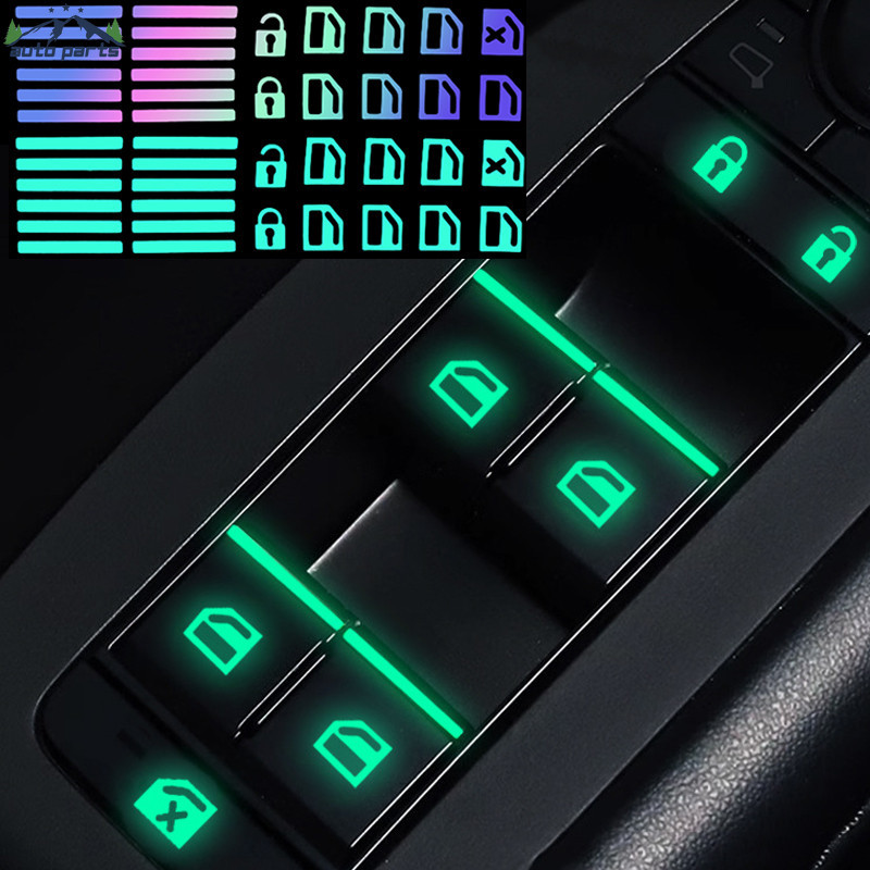 Multicolour Car Luminous Button Sticker Set - Universal Auto Interior ...