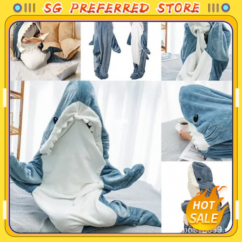 Shark Blanket Hoodie - Super Soft Flannel Sleeping Bag Jumpsuit For Adults, One-Piece