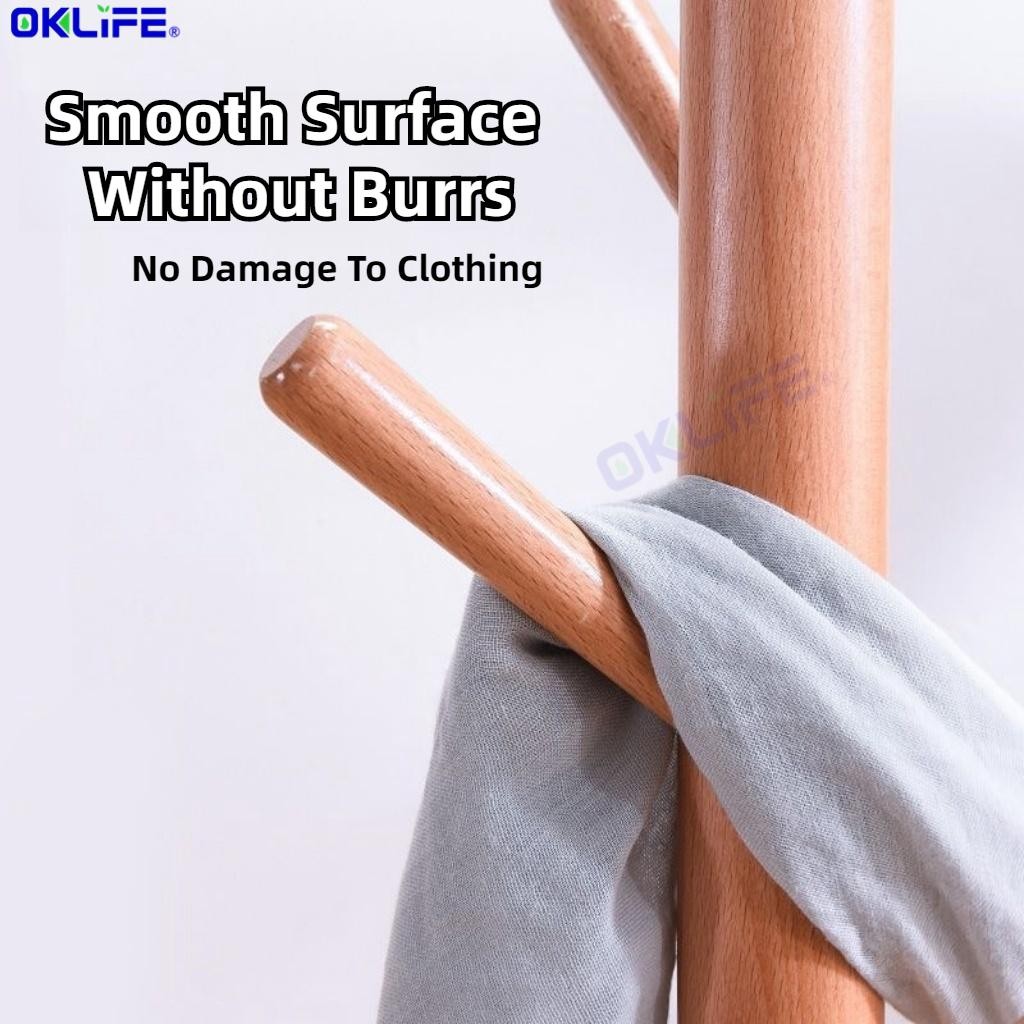Floor Bedroom Vertical Clothes Rack Solid Wood Coat and Hat Rack for Bedroom Living Room Clothes Hanger Hook view 5