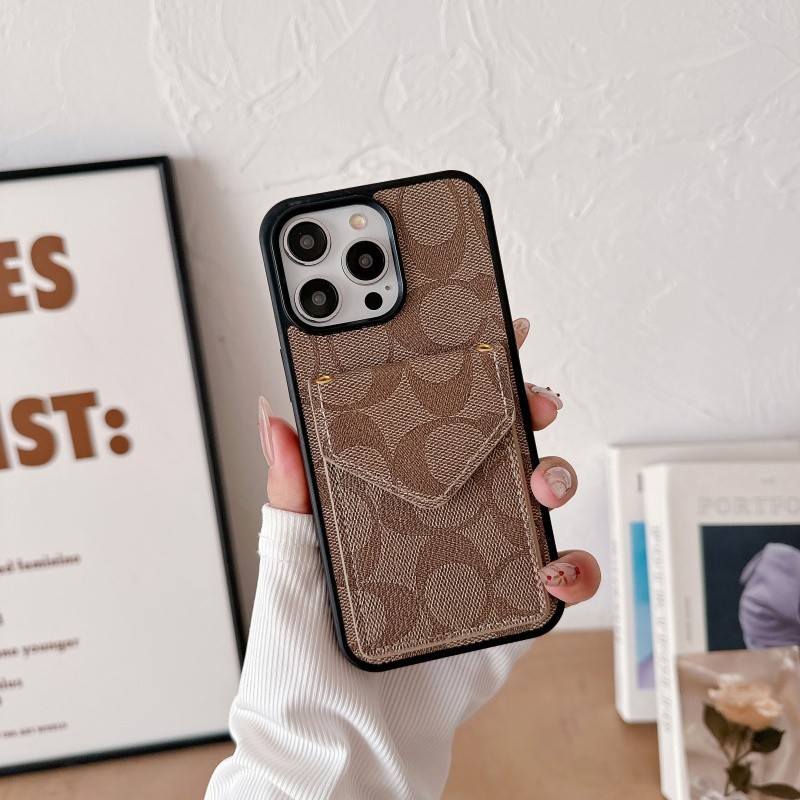 2024 coach card bag leather case for iPhone 15 14 13 12 11 pro Max promax Plus Xs XR X 7 8 plus protective shockproof back cover phone casing cover Shopee Singapore