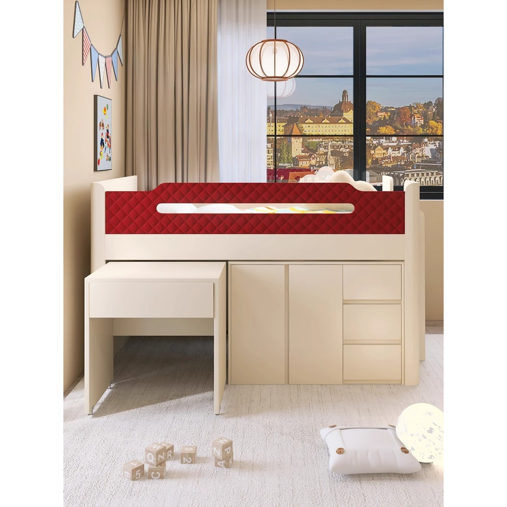 Light luxury noble children's bed Half height bed Multi-functional ...