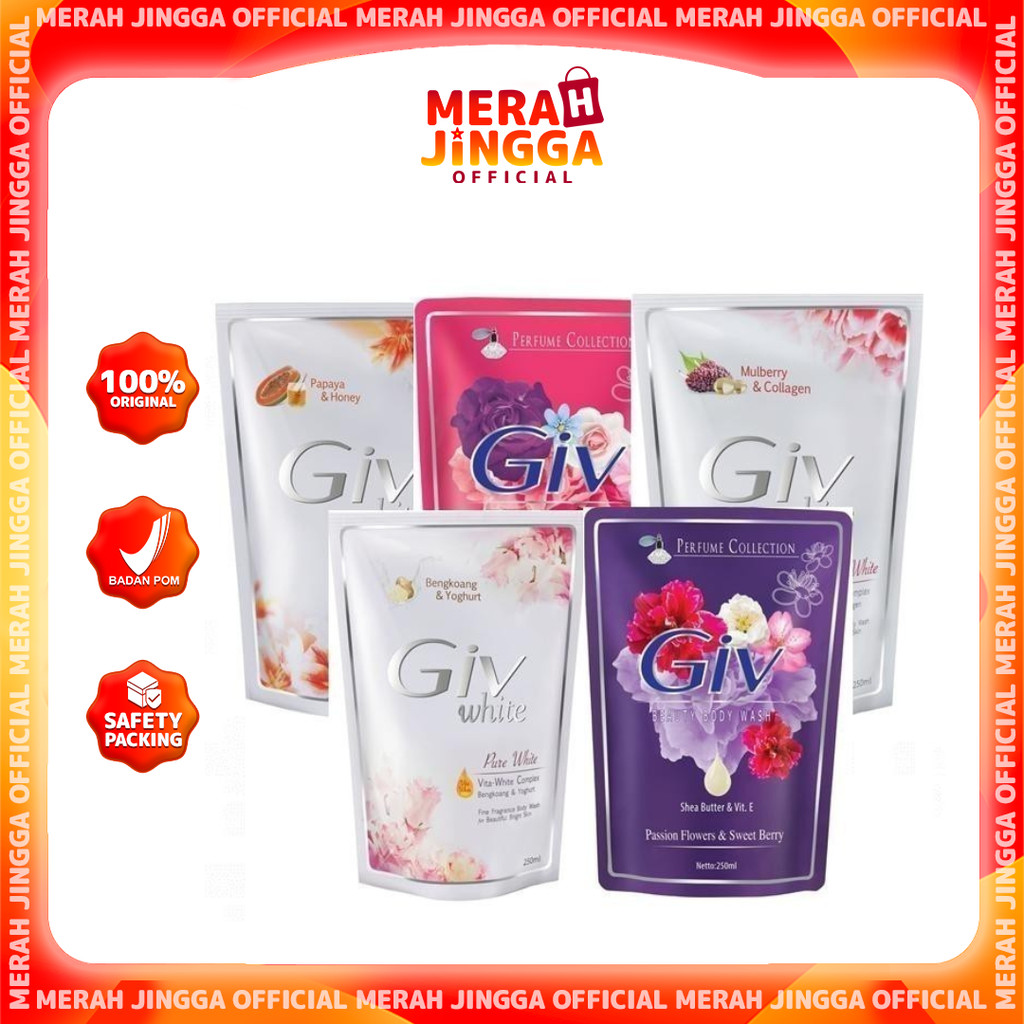 GIV Body Wash Sabun Cair Refill 400ml / 250ml / Merah Jingga Official
