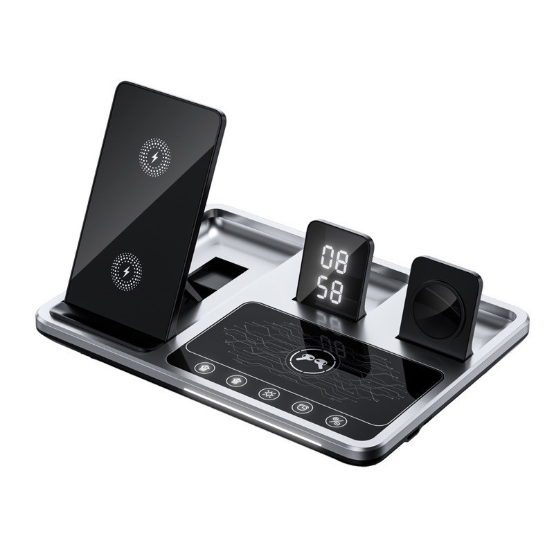 Alarm clock with iphone and apple watch charger sale