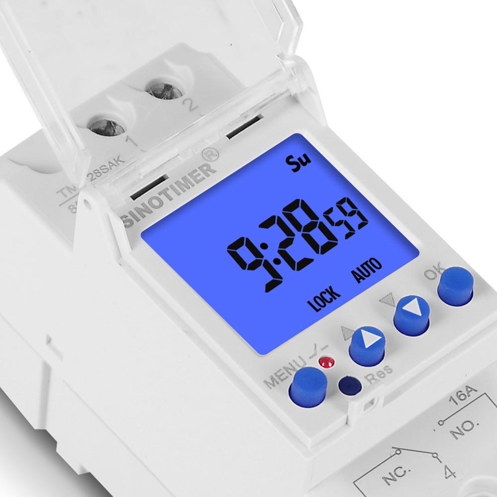 Weekly Programmable Digital Timer Switch LCD Time Relay DIN Rail Mount ...