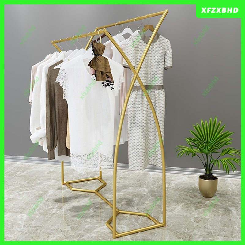 Women's Clothing Store Gold Floor-standing Double-row Double-pole ...
