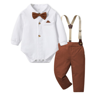 Kids Set: Long-Sleeve Shirt + Suspenders + Dress Pants + Bow Tie - Asian  Fashion