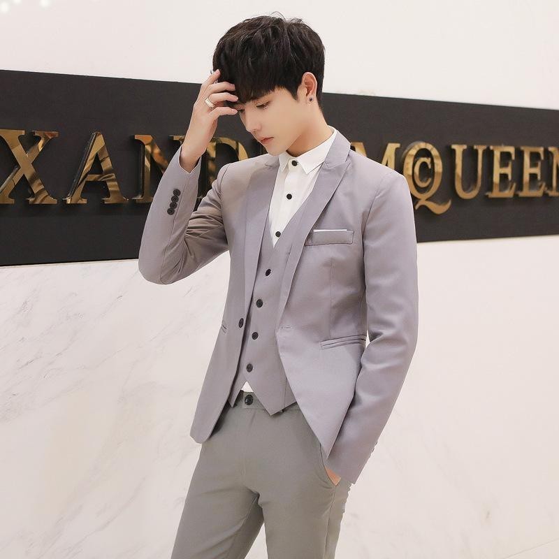 【Within 24 hours 】Mens Suits (Jacket + Pants + tie) 3 Pieces Formal Men ...