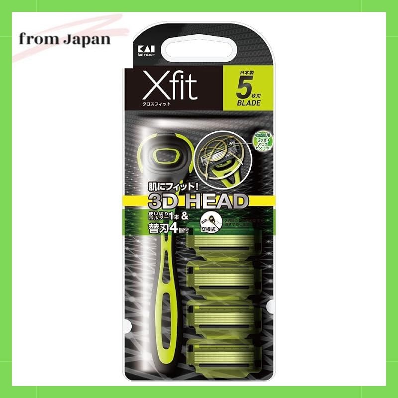 KAI Xfit 5-blade razor with 4 replacement blades shaver, razor ...