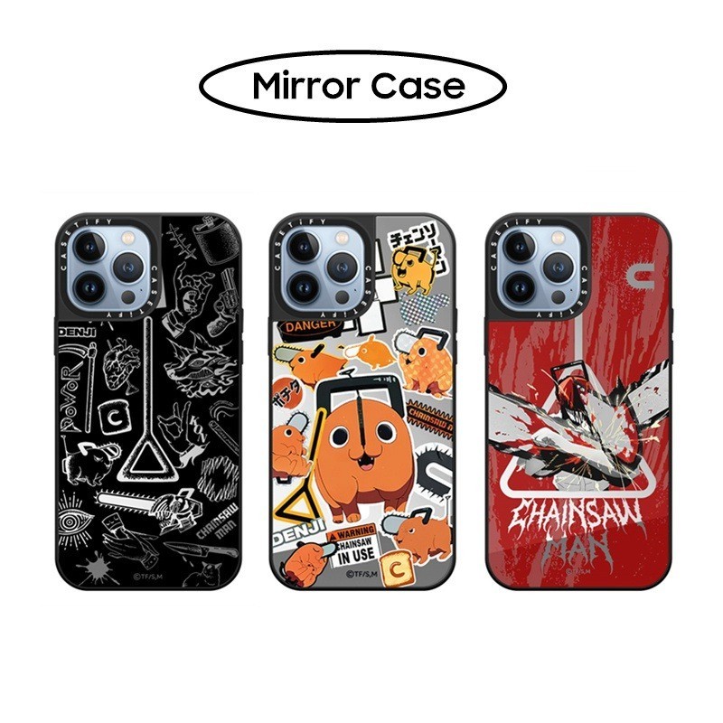 Casetif Chainsaw Man Pochita Mirror Soft Silicone Case Cover For iPhone 17  16 15 14 13 12 11 Pro Max 13 Mini 15 PLUS X XS XR XSMAX High Quality  Shockproof Mirror Casing Phone Cover | Shopee Singapore