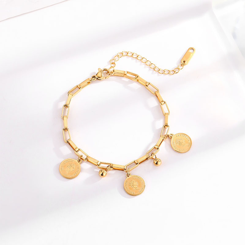 New Simple Queen Round Plaque Titanium Steel Bracelet Fashion Hundred