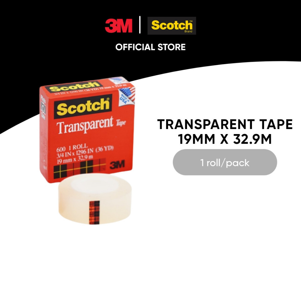 3M 600 Scotch® Transparent Tape - 3/4 x 36 yds