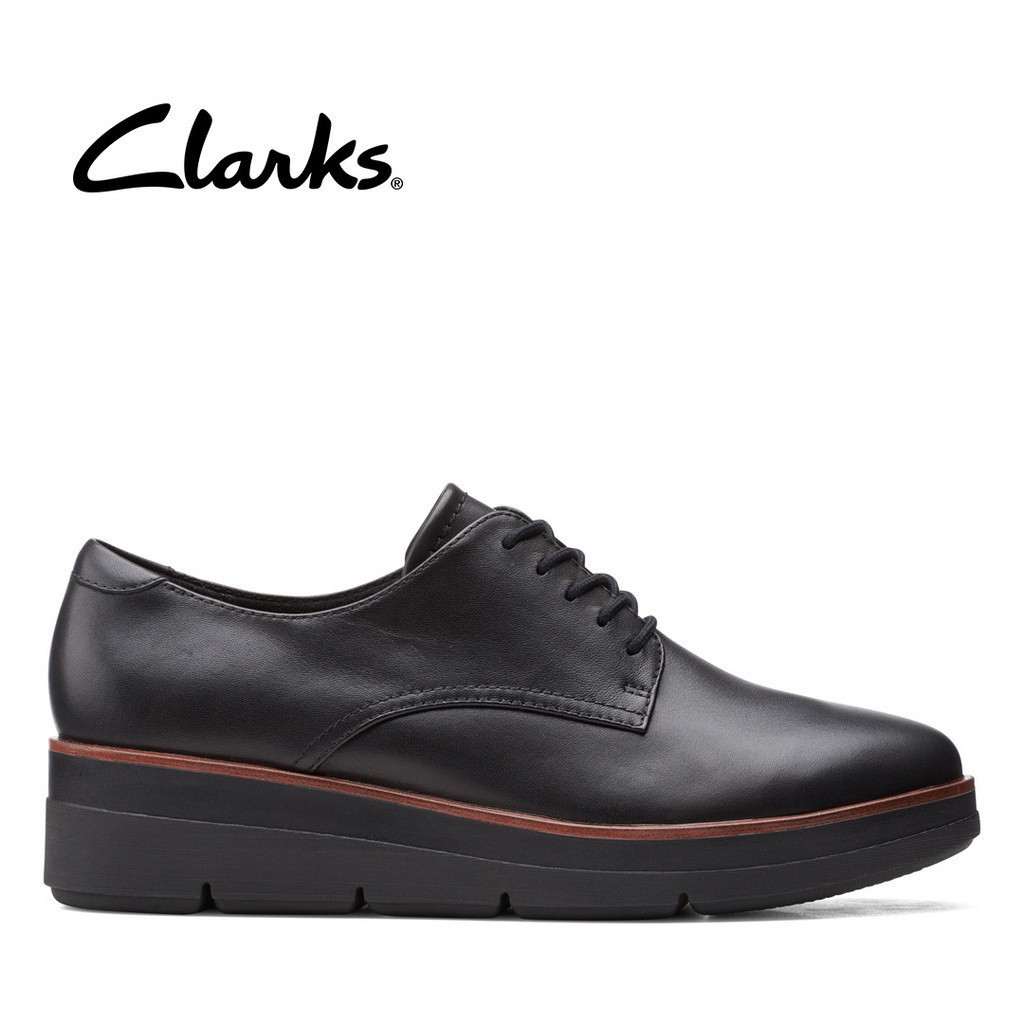 Clarks Womens Shaylin Lace Shoes Black Leather Shopee Singapore