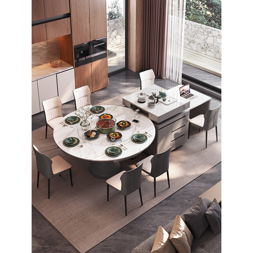 Italian Style Light Luxury Rock Slab Island Dining Table Integrated ...