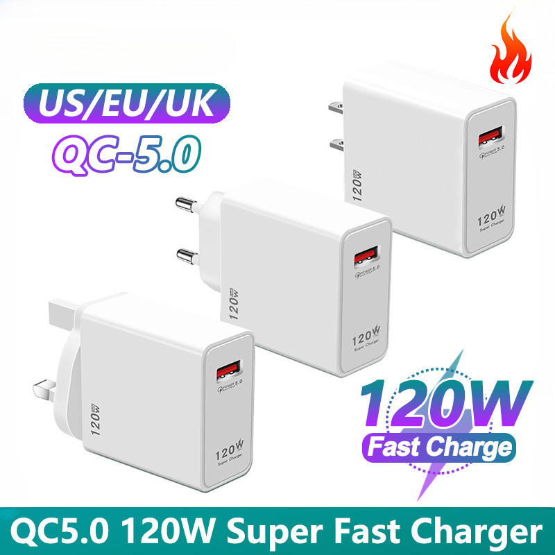 120W Super Fast Charger USB Charging Adapter Quick Charge For Phone ...