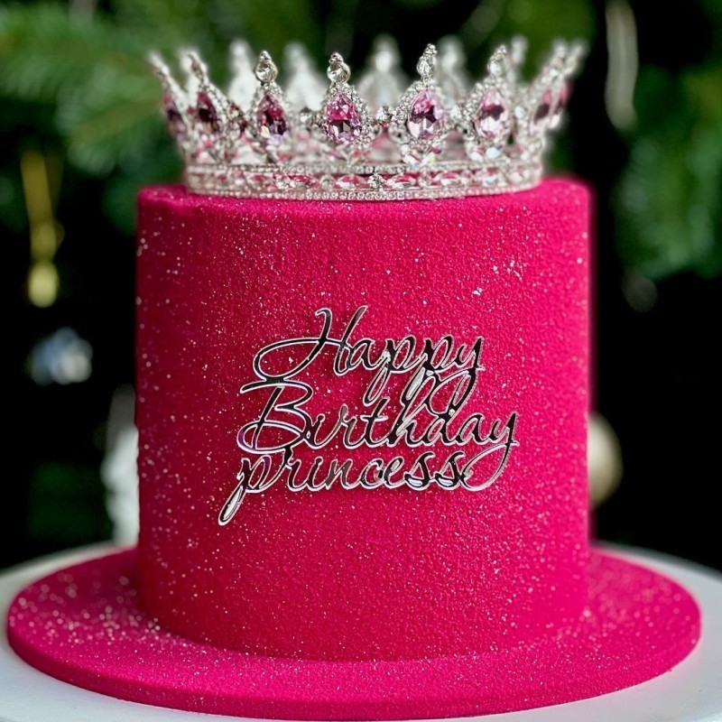 Acrylic Happy Birthday Queen Princess Cake Toppers Crystal Crown Cake ...