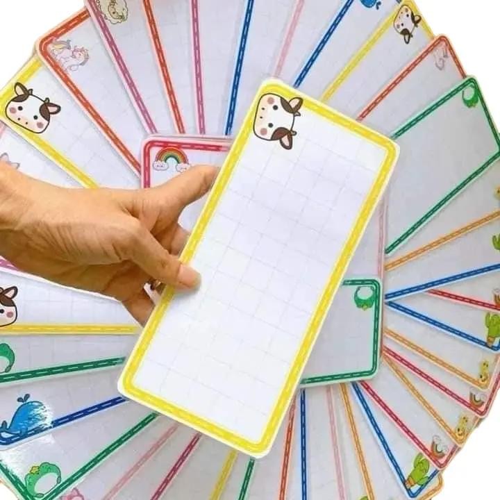 Set of 10 rectangular cards sized 7*21cm, laminated with erasable ...