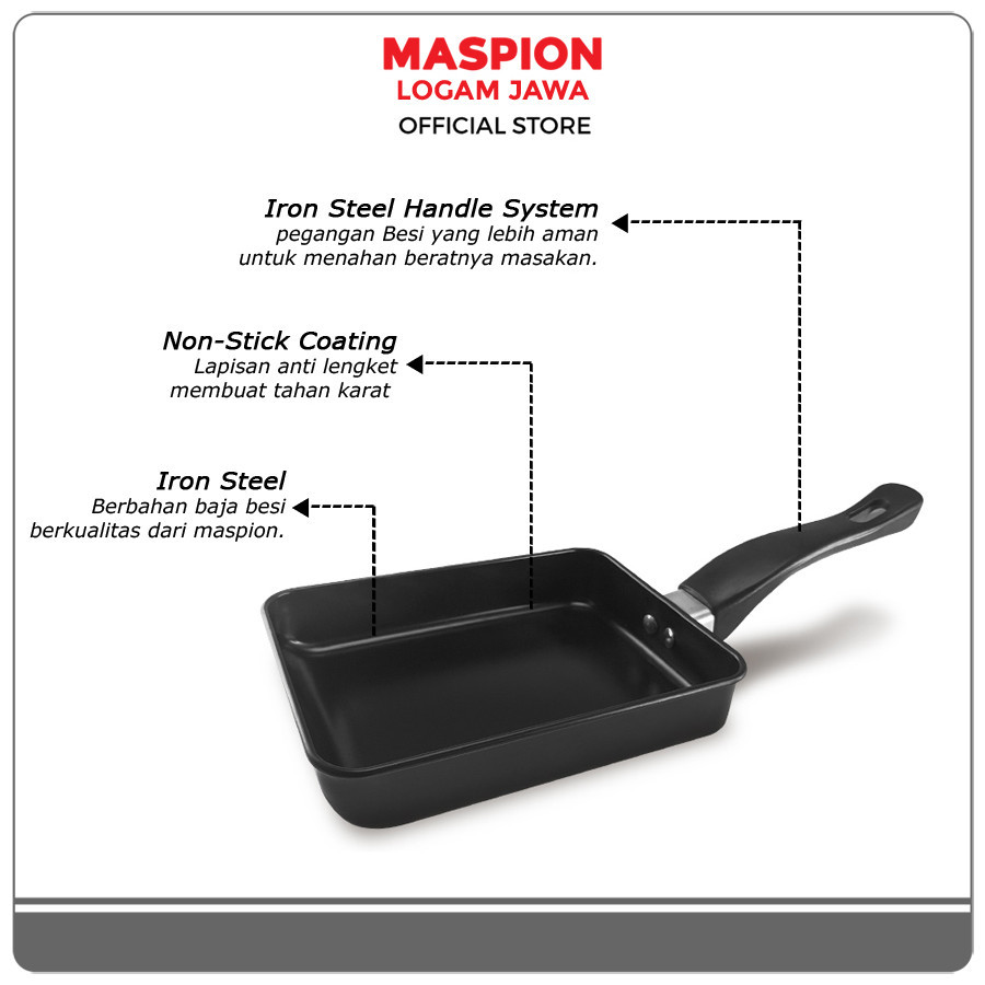 Maspion Maslon Frypan Alumunim Non-Stick Tamago Pan 18 cm - Gambar 3