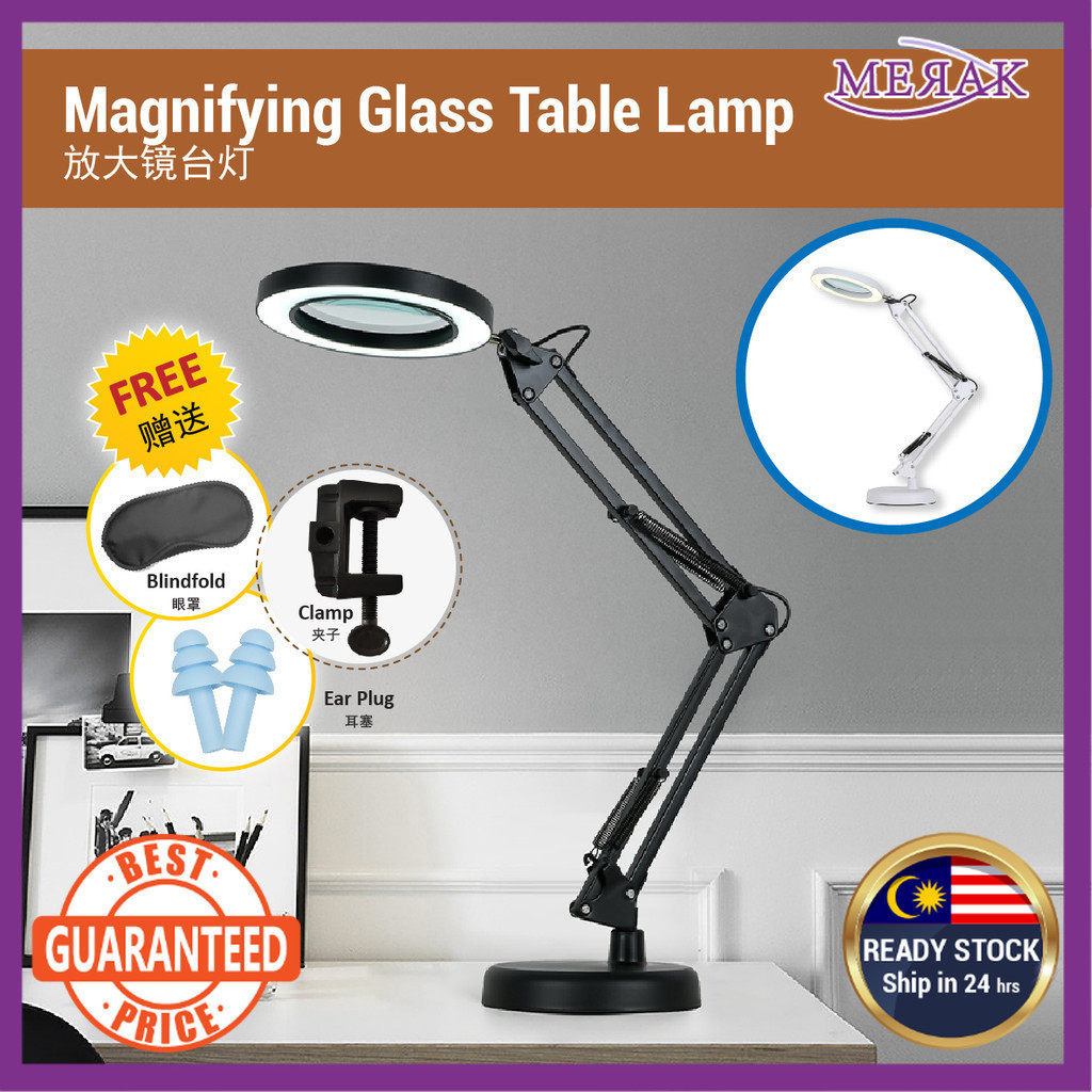 10X Magnifying Glass Table Lamp Magnifier LED Light 10 Levels ...