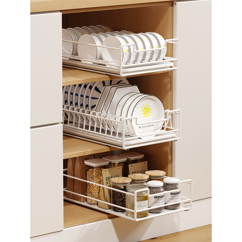 J-H/cs Dish Rack Basket Kitchen Cabinet Drawer Type Under Sink Corner ...