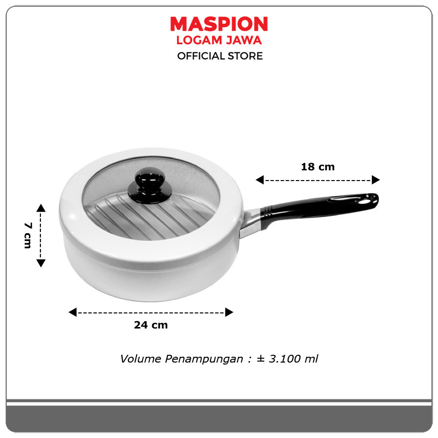 Maspion Silano Grill x Frypan Alumunium Panggangan Ikan Bulat 24 cm - Gambar 4