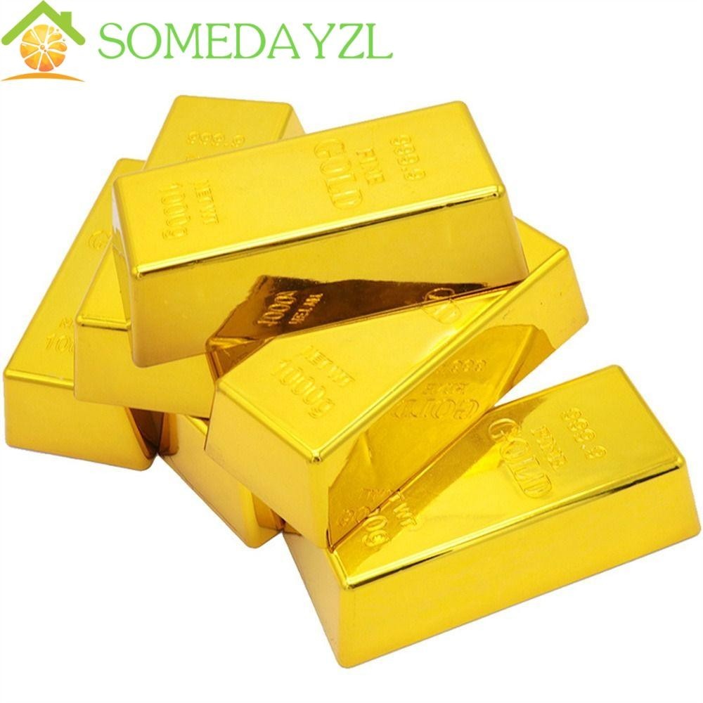 SOMEDAYMX Fake Gold Bar, Glittering Door Stop Golden Brick, Office ...