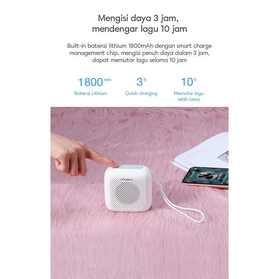 VIVAN VS1 Speaker Bluetooth 5.3 Outdoor Waterproof Support SD Card - Gambar 2