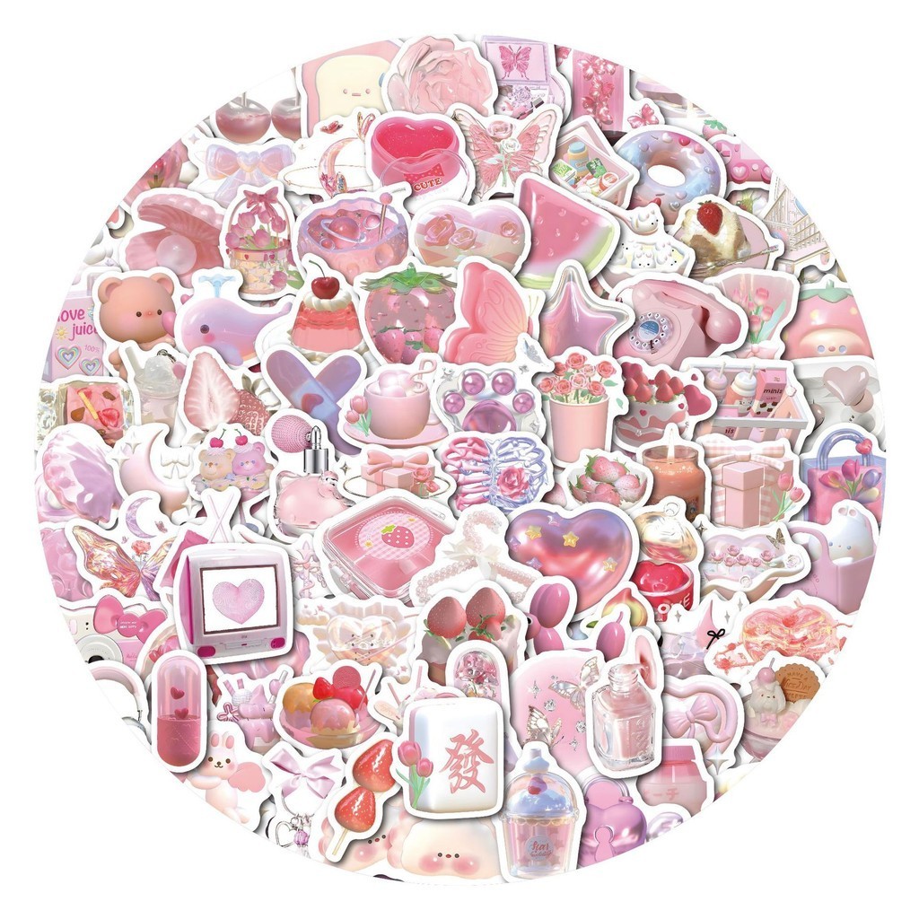 100PCS Cute Pink 3D Small Items Colorful Graffiti Stickers for Helmet ...