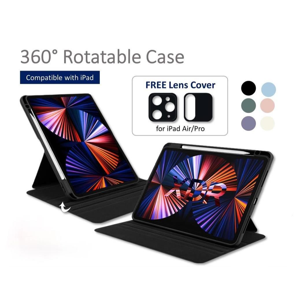 360 Rotate Case for iPad Air 4/5/6 11" 13" Gen 9/8/7 Mini 6/7 Gen 10th Pro 11" 12.9" Acrylic Clear Foldable Smartlock - Gambar 3