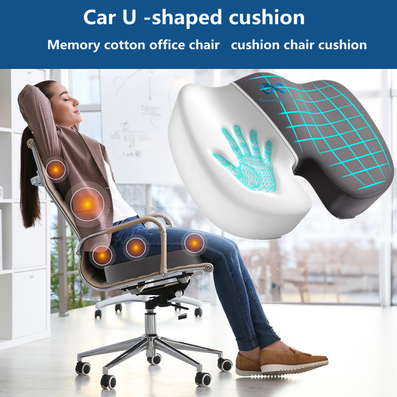 Memory Foam Lumbar Support Seat Cushion Office Chair Pillow Orthopedic Sciatica Lower Back Rest Tailbone Pain Relief All Day Comfort Support