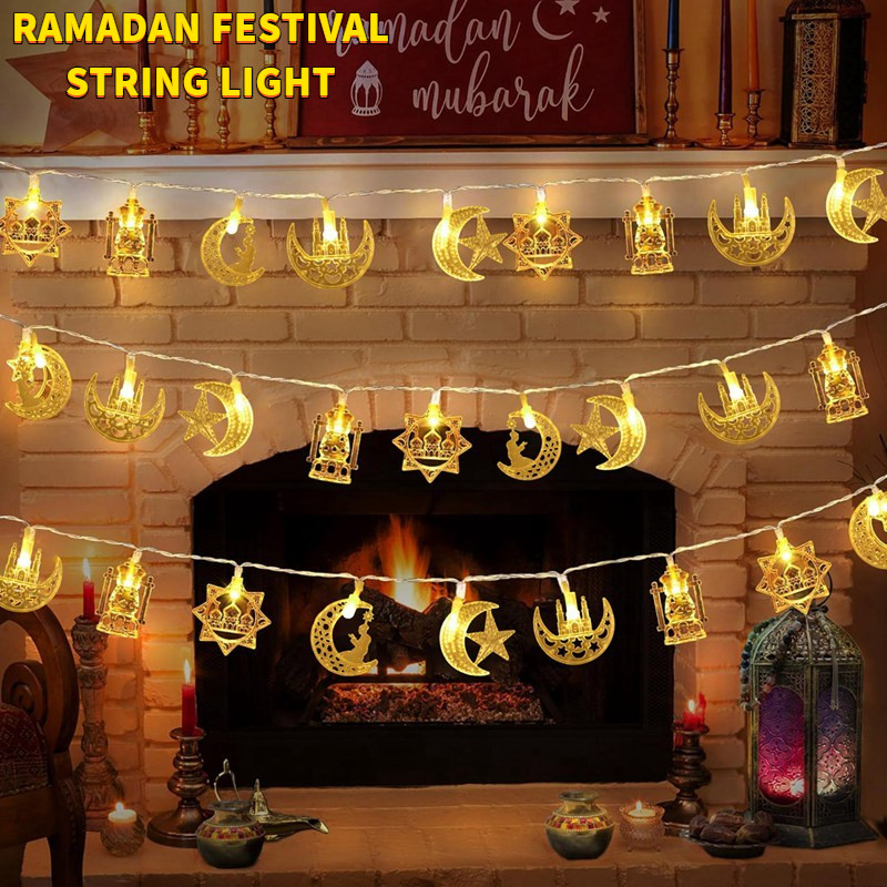 1.65m 10 LED Hari Raya Moon and Star Shaped Led String Lights for ...