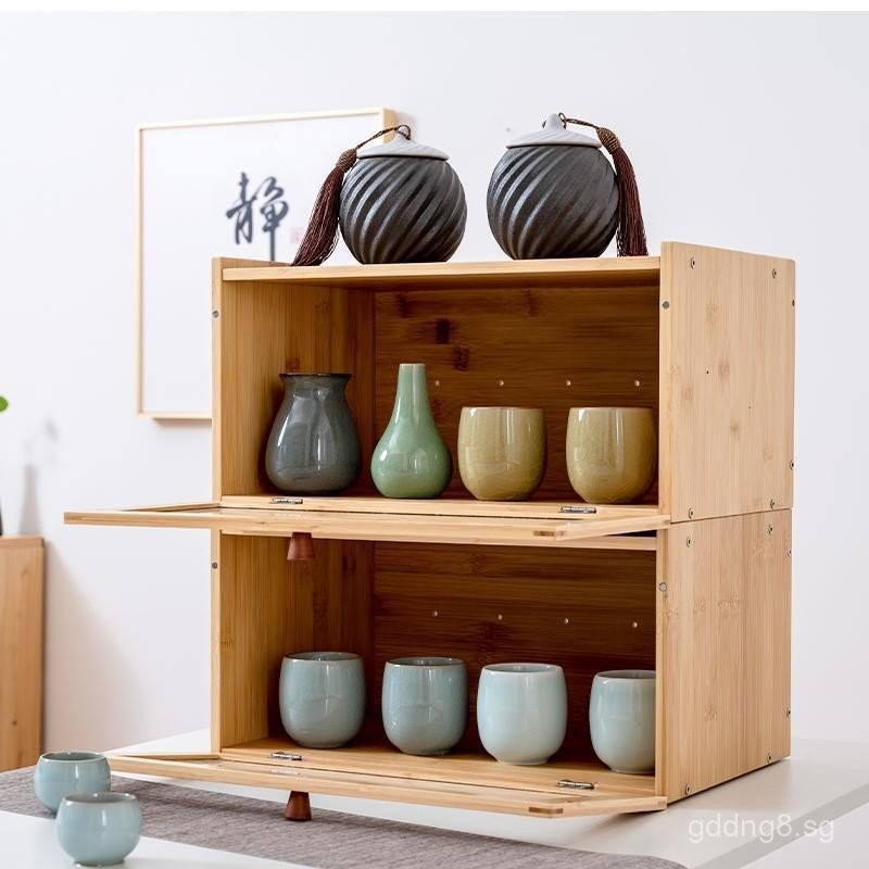 Bamboo Dining Table Storage Cabinet Desktop Organizer Drawer Storage ...