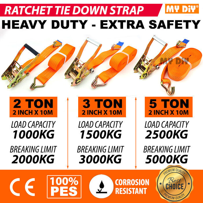 HEAVY DUTY RATCHET TIE DOWN STRAP CARGO RATCHET LASHING BELT TALI IKAT ...