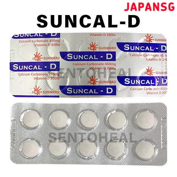 Suncal-D (Calcium carbonate 450mg/Vitamin D 200IU) Tablet 100s/ 300s ...