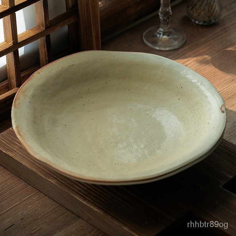 Handmade Coarse Pottery Straw Hat Plate Miji Style Cutlery Plate B & B ...