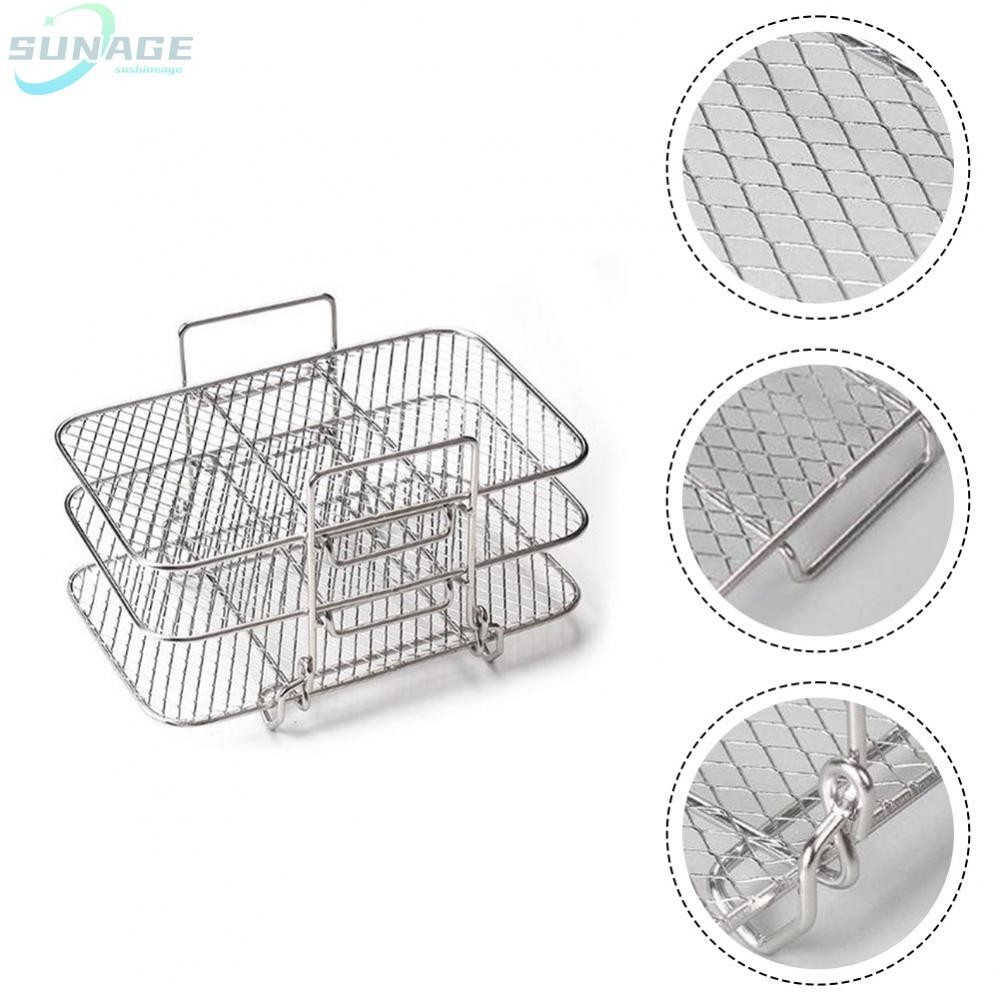 Three Tier Foldable Fryer Rack in Stainless Steel Compatible with ...