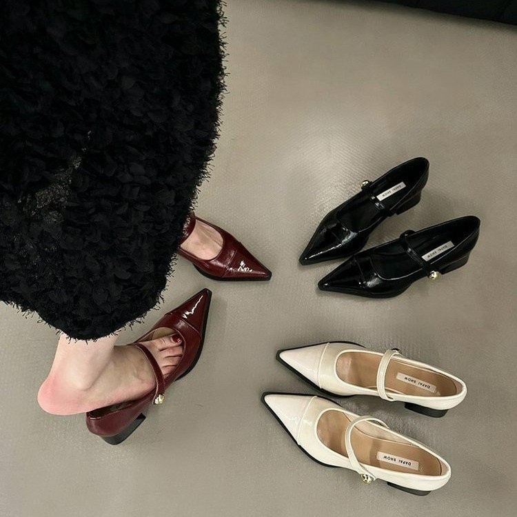 Pointed Toe Kitten Heels Women Chunky HeelPUMary Jane Heel Shoes Shopee Singapore