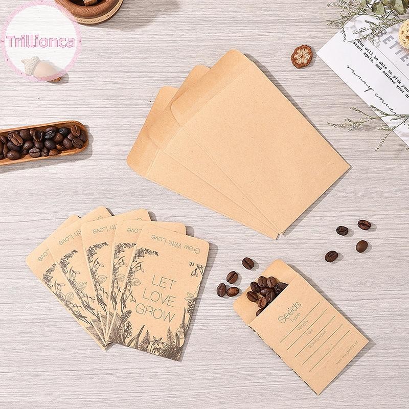 Trillionca 100PCS Seed Packets Envelopes Self Sealing Kraft Small Seed ...