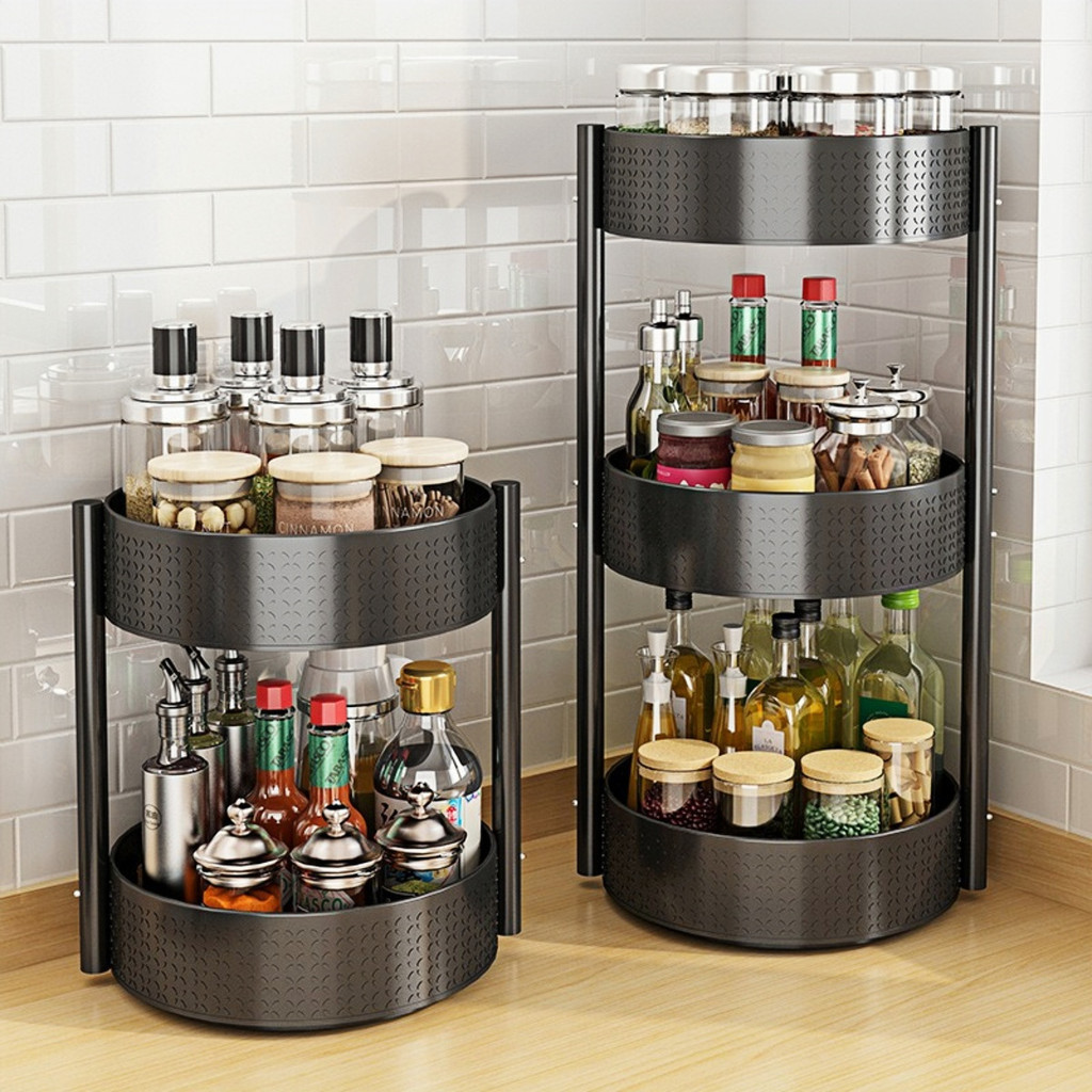 Rotating Spice Rack 360° Condiment Organizer Kitchen Countertop Multi ...