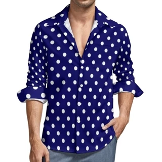 Mens Casual Polka Dot Shirt: Plus Size, Fashionable, & Stylish