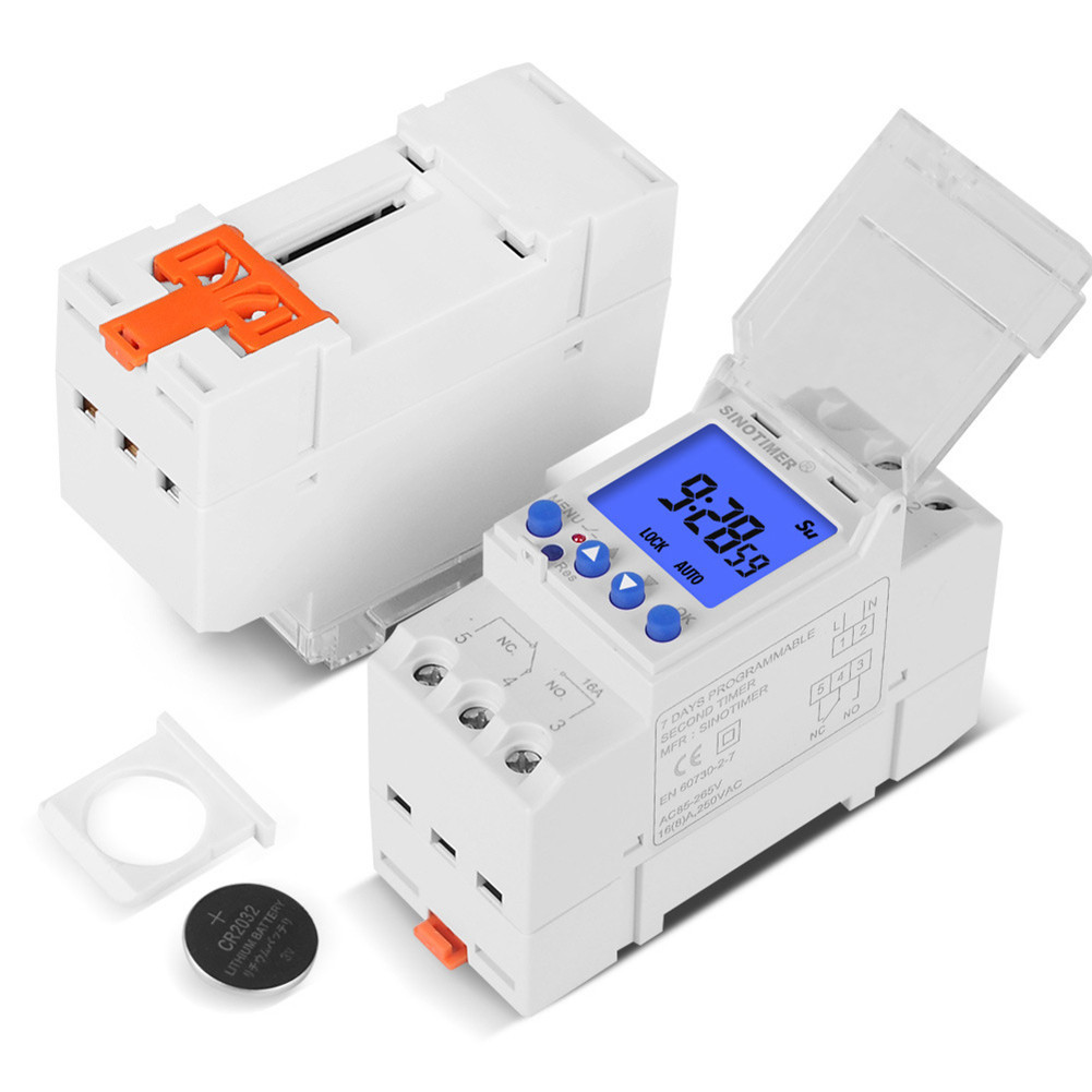 Weekly Programmable Digital Timer Switch LCD Time Relay DIN Rail Mount ...