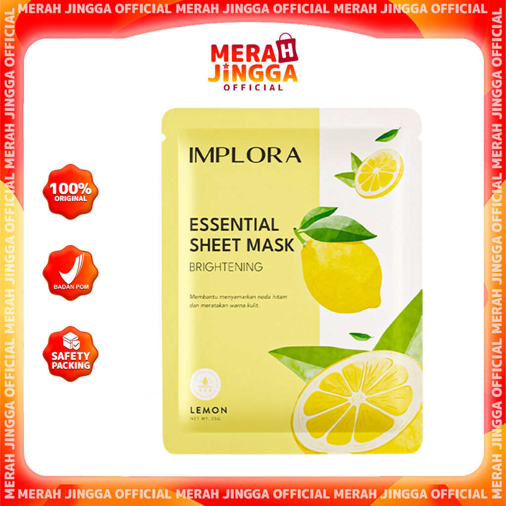 Implora Essential Sheet Mask 25g - Brightening ( Lemon ) / Merah Jingga Official