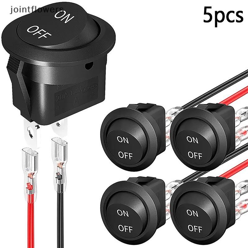 JSS 5Pcs Round Rocker Switch ON Off SPST Mini Toggle Switch 12V For Car ...